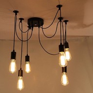 Lemonbestreg; 6 Head E27 Vintage DIY Ceiling Chandelier Light Fixtures Antique Adjustable Flush Mount Pendant Light Lamp