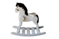 FireSkape Medium Deluxe Amish Crafted Solid Maple White Finished Rocking Horse with Black Mane