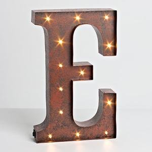 12″ – Rustic Brown – Metal – Battery Operated – LED – Lighted Letter “E” | Gerson Wall Decor (92673)