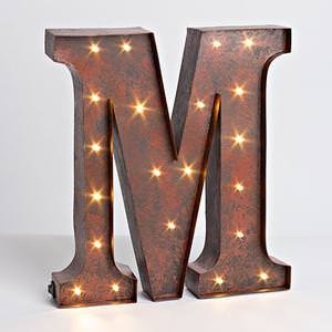 12″ – Rustic Brown – Metal – Battery Operated – LED – Lighted Letter “M” | Gerson Wall Decor (92681) by Gerson