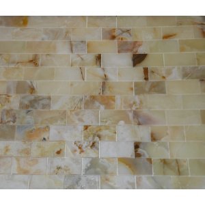4×4 Small Sample of 2×4 Rustic White Onyx Polished Mosaic Tiles