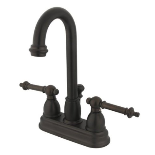 Kingston Brass KB3615TL Deck Mount Lavatory Faucet with Lever Handle and Pop-Up, Oil Rubbed Bronze