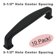 Cosmas® 4390FB Flat Black Modern Cabinet Hardware Handle Pull – 3-1/2″ Inch (89mm) Hole Centers – 10 Pack