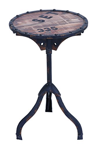 Benzara Industrial and Rustic Style Accent Table, Brown