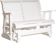 Outdoor Polywood 4 Foot Porch Glider – Plain Rollback Design *WHITE* Color