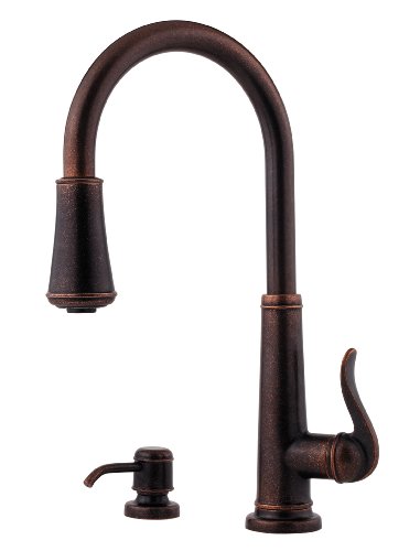 Pfister F-529-7YPU Ashfield 2 or 4-Hole Pull-Down Kitchen Faucet, Rustic Bronze