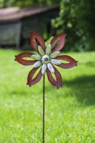 Rustic Metal Windmill Spinner Kinetic Garden Stake