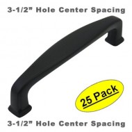 Cosmas® 4390FB Flat Black Modern Cabinet Hardware Handle Pull – 3-1/2″ Inch (89mm) Hole Centers – 25 Pack