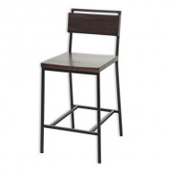 Fashion Bed Group C1X120 Olympia Metal Bar Stool with Black Cherry Wooden Seat and Matte Black Frame Finish, 30-Inch