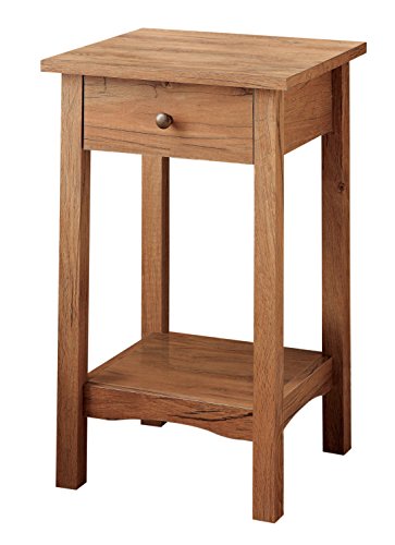 Furniture of America Erhart III 1-Drawer Side Table, Rustic Oak