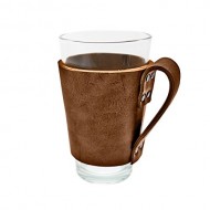 Rustic Leather Pint Sleeve with Handle Handmade by Hide & Drink :: Bourbon Brown