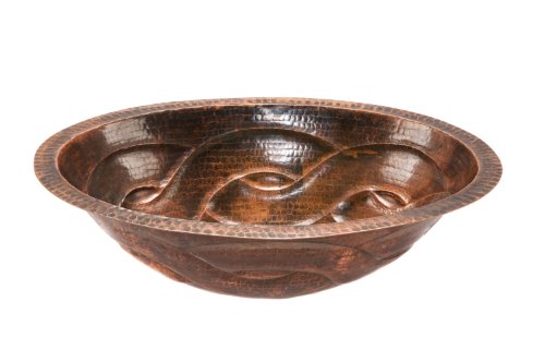 Premier Copper Products LO19FBDDB Oval Braid Under Mount Hammered Copper Sink, Oil Rubbed Bronze