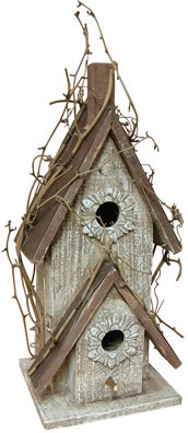 Rustic Country Birdhouse w/Embossed Tin Roof