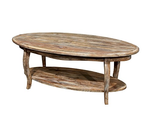 Alaterre Rustic Reclaimed Oval Coffee Table, Driftwood Brown