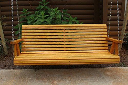 ROLL BACK Amish Heavy Duty 800 Lb 4ft. Porch Swing – Cedar Stain – Made in USA