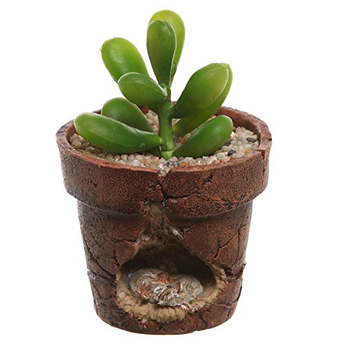 Rustic Style Brown Mouse Burrow Design Small Handmade Resin Flower Pot / Novelty Succulent Planter