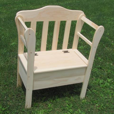 Solid Wood Unfinished Chair Small Storage Bench Amish Made
