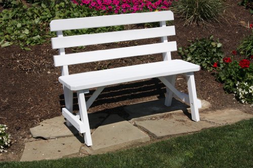 Outdoor 3 Foot Pine Picnic Table BACKED BENCH ONLY – PAINTED- Amish Made USA -Black