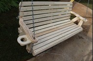 Amish Pine Heavy Duty 700 Lb 4ft. Porch Swing with Cup Holders Wide Slat- Made in USA