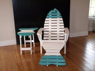 Poly Fish Adirondack Chair with Ottoman and Side Table *12 Colors* – Lime Green – Amish Made in USA