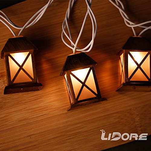 LIDORE Set of 10 Warm White Glow Bronze Metal House Shaped Lantern Plug-in String Light – For indoor/outdoor