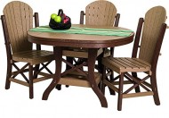 Poly Lumber Patio Furniture Set Including 1 Oval Table (48″) and 4 Side Chairs in Weathered Wood & Green – Amish Made in USA