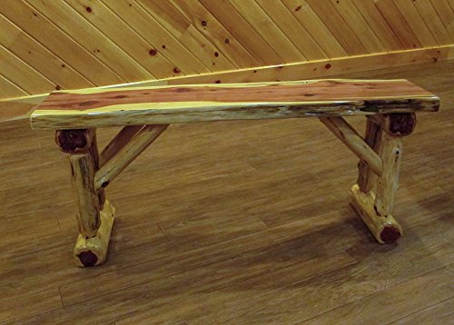 Red Cedar Log Dining/Hall Bench – 3 Foot Long – Amish Made in USA