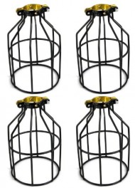 Newhouse Lighting Metal Lamp Guard for Pendant String Lights and Vintage Lamp Holders, Industrial Wire Iron Bird Cage, 4-Pack