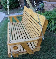 Handmade Amish Heavy Duty 800 Lb 4ft. Porch Swing With Cupholders – Cedar Stain – Made in USA