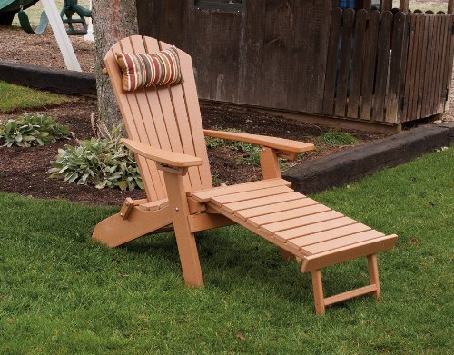 POLY Folding & Reclining Adirondack Chair w/ Attached Ottoman – Amish Made USA – Bright Red by Furniture Barn USA