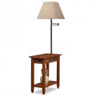 Leick Rustic Slate Tile Chairside Swing Arm Lamp Table