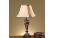 Set of 2 Table Lamps In Bronze Rustic Finish, Bell-Shape Shade