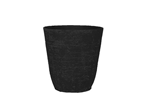 Stone Light Antique AT Series Cast Stone Planter, 20 by 20.5″, Black