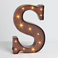 12″ – Rustic Brown – Metal – Battery Operated – LED – Lighted Letter “S” | Gerson Wall Decor (92687)
