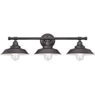Westinghouse 6343400 Iron Hill Three-Light Indoor Wall Fixture, Oil Rubbed Bronze Finish with Highlights and Metal Shades