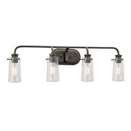 Kichler 45460OZ Braelyn 4-Light Vanity Fixture and Clear Seedy Glass, Olde Bronze Finish