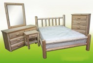 Midwest Log Furniture – Premium Log Bedroom Suite – Twin – 5pc