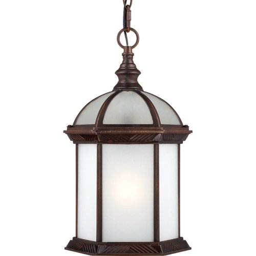 Nuvo Lighting 60/4998 Boxwood Energy Star One Light Hanging Lantern Bulb Included Frosted Glass Rustic Bronze Outdoor Fixture