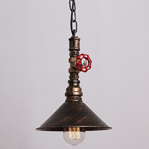 UNITARY BRAND Rustic Copper Metal Shade Water Pipe Pendant Light Max 40W With 1 Light Painted Finish