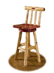 Rustic Red Cedar Log SWIVEL BAR STOOL WITH BACK – COUNTER HEIGHT