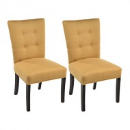 Sole Designs La Mode Collection Fanback Dining Chair, 4 Button Stitched Side Chair, Fawn (Set of 2)