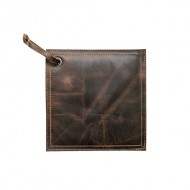 Rustic Leather Hot Pot Pad (Potholder), Double Layered, Double Stitched and Handmade by Hide & Drink :: Bourbon Brown
