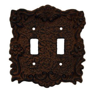Rustic Brown Cast Iron Double Switch Cover Plate