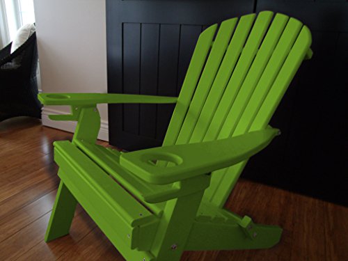 NEW DELUXE 7 SLAT TROICAL LIME Poly Lumber Wood Folding Adirondack Chair WITH OTTOMAN- Amish Made USA