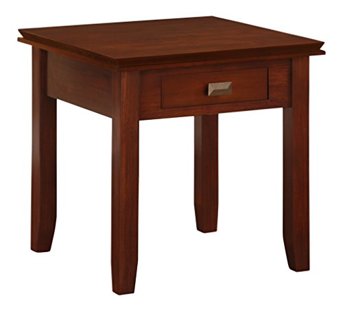 Simpli Home Artisan End Table, Medium Auburn Brown