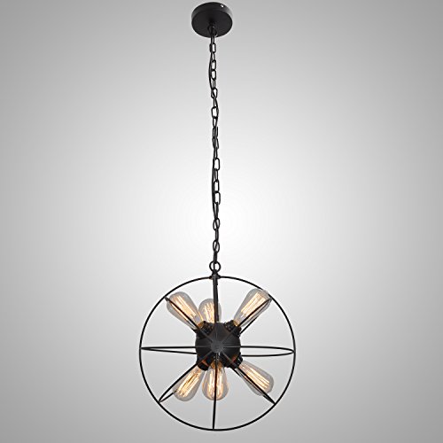 UNITARY BRAND Vintage Metal Shade Round Hanging Ceiling Chandelier Max. 360W With 6 Lights Painted Finish