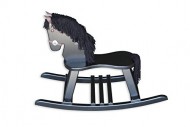 FireSkape Amish Crafted Solid Maple Black Finished Pony Rocking Horse with Black Mane