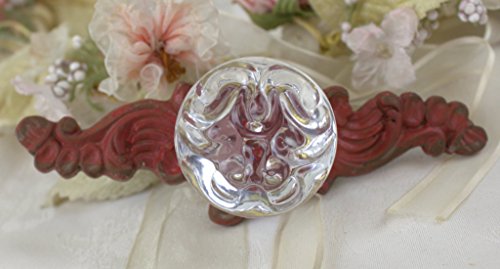 Rustic Shabby Distressed Barn Red Filigree Drawer Pull Vintage Home Decor Accent