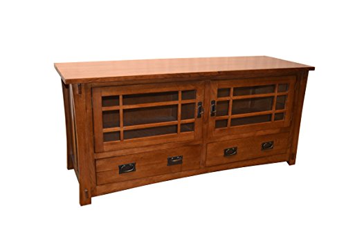 Crafters & Weavers Mission Style Solid Oak Tv Stand Entertainment Console