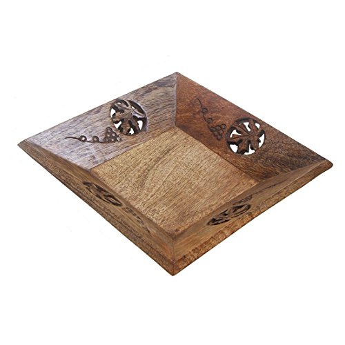 Mothers Day Gifts Rustic Wooden Square Serving Tray – 8.25″ – Fruit Platter – Handcrafted Kitchen Serveware Accessories